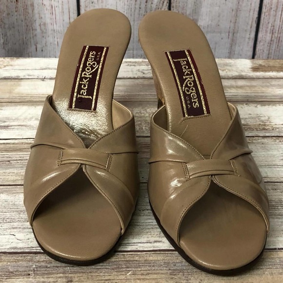 Jack Rogers Lightweight Tan Leather Wedges 6.5